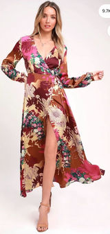 Lulu's Put on a Smile Floral Wrap Maxi Dress feminine wedding guest Photo 0