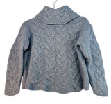 Aran Woollen Mills Cropped Fisherman‎ Sweater Merino Wool Ireland Blue XS Photo 0