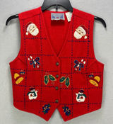 Vintage Erika Casuals Christmas/Holiday Embellished Vest Wool Blend Size M Photo 0