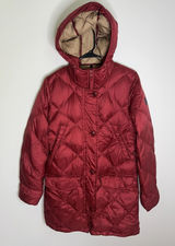 Abercrombie & Fitch Women's Small Red Quilted Puffy Parka Jacket Down Filled Photo 0
