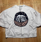 Womens White Football Lips Graphic Sweatshirt‎ Pullover Size L Photo 0