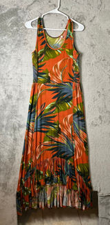 Soft Surroundings Fabiana Tropical Maxi Dress XS Orange Flowy‎ Boho Resort Vacay Photo 0