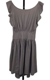 Wishlist Apparel Dress Women L Gray Cotton Ruffle Tie Back Cottagecore Boho Mini Photo 0