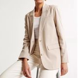 Abercrombie & Fitch Boyfriend Blazer Size Small in Light Brown Cream Photo 0