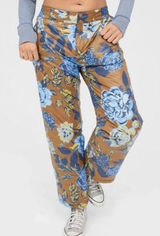 Offline by Aerie Bronze Floral Chillside Snow Puffer Ski Pants Sz L NEW‎ Photo 0