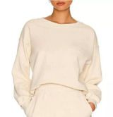 Revolve size M Well Being‎ + Being Well Goldie Crewneck Sweatshirt Bone Cream Photo 0