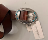 Treasure and Bond Oval Decrotive Buckle Leather Belt Photo 0