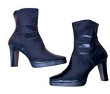 Skechers Black Faux Leather Square Toe‎ Heeled Booties Y2K Retro Women’s Size 10 Photo 0