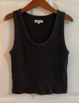 Madewell Waffle Knit Scoop Neck Crop Tank Dark Grey Medium Photo 0