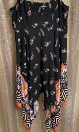 Express Black Orange Paisley Floral Handkerchief Dress, Large‎ Photo 0