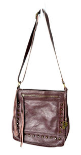 Lucky Brand Burgundy Leather Studded Boho Bohemian Western Crossbody Bag Photo 0