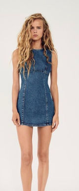Zara TRF Fitted Denim Mini Dress Blue Photo 0