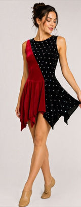 Vintage Y2K Star Styled Velvet Sequin Dance Costume Leotard Dress Adult S Photo 0
