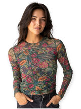 NWT Natural Life Sloane Long Sleeve Painterly Vines Floral Mesh Top Womens Small Photo 0