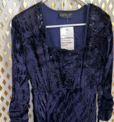 Lola P. Midnight indigo velvet vintage gown flared bottom formal dress prom wedd Photo 0