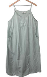 Vintage Homestead Prairie In Due Time Maternity Linen Blend Mint Blue Maxi Dress Photo 0
