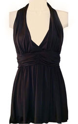 Forever 21 Black Shirred Tie Waist Halter Size M Photo 0