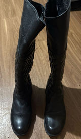 Steve Madden Women's Leather Tall Knee High Zip-up‎ Quilted Boots Size 9.5 Black Photo 0