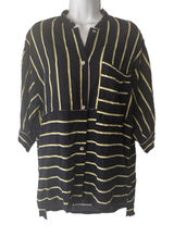 Intimately Free People Size XS Navy‎ Blue High Low Striped Blouse Tunic Photo 0