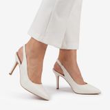 Unbranded Slingback Pumps Womens 8 Pointed Toe Stiletto Cream Faux Leather Good Photo 0