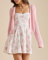 Altar'd State Floral Corset Milkmaid Mini Dress Lined White Pink Blue XL NWT Photo 0