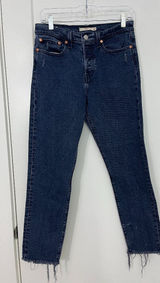 Levi's Size 28 Wedgie High Rise Ankle Jeans Dark Wash Raw Hem Photo 0
