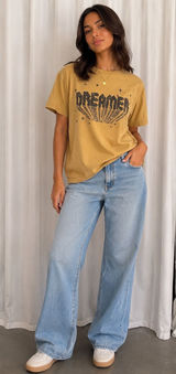 Sweet Claire “Dreamer” Graphic Tee Yellow Photo 0