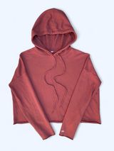 ALO Yoga Raw Edge Hoodie Sweatershirt burgundy loungewear activewear gym mini L Photo 0