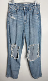 American Eagle Stretch Highest Rise Ripped Baggy Straight 10R‎ Streetwear Photo 0
