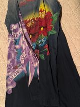 Ed Hardy Gray Dress with Red Floral and Purple Accents Photo 0