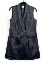 A New Day Black Velvet Longline Vest S Double Breasted Shawl Collar Tailored Top Photo 0