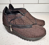 Bernie Mev Zig Zag Woven Wedge Ankle Bootie‎ Bronze Metallic Black 38 or 7 Photo 0