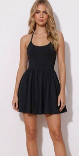 American Apparel Black Nylon Tricot Figure Skater Dress Size Small Halter Mini Photo 0