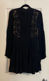 Black Lace Long Sleeve Mini Dress Photo 0