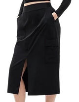 Athleta Brooklyn Heights High Rise Cargo Midi Skirt Black Size 16 Activewear Photo 0
