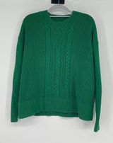 Banana Republic Green Cable Knit Crew Neck‎ Sweater Size M Preppy Fisherman Photo 0