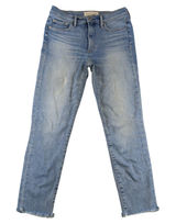 Denim Forum The Nico Mid Rise Skinny Crop Jeans Light Wash Raw Hem Size 28 Photo 0