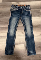 Rock Revival Womens Lorelei Mid Rise Straight Embellished Jeans Size 27 Photo 0