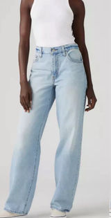 LEVI'S Baggy Dad Light Wash Mid Rise Straight Leg Slouchy Denim Jeans Womens 24 Photo 0