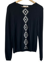 VTG Judith‎ Hart Women Chic Sequin Diamond Sweater L Black Silk Blend Geometric Photo 0