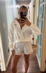 White Cropped Nike Quarter-Zip Photo 0
