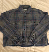 Obey Women’s Blue and Gray Plaid Cropped Boxy Shirt Photo 0