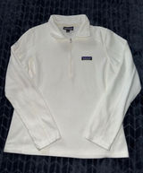 Patagonia Women's Fleece Pullover White 1/4 Zip Lightweight Embroidered Sz M Photo 0