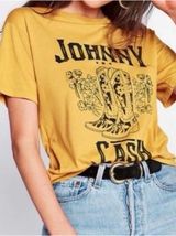 Daydreamer Mustard Johnny Cash Coastal Cowgirl Boho Preppy Slouchy Graphic Tee S Photo 0