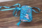 Vera Bradley Turquoise Floral Paisley Quilted Cotton Crossbody Phone Bag Blue Photo 0