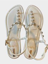 Sam Edelman Gigi Pearl Patent Leather T-Strap Sandals Porcelain Pearl Size 10 Photo 0