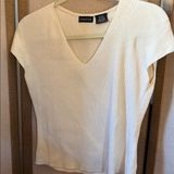 FINAL MARKDOWN George Women's Short Sleeve Cream Silk Blend Ribbed Top Small Photo 0