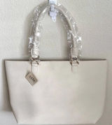 Ulta Beauty Cream Tote Bag Women's‎ Braided Handle Textured Faux Leather Photo 0