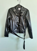 Princess Polly Women's Black Faux Leather Cropped Asym Punk Moto Jacket Sz 6 Photo 0