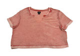 BDG Urban Outfitters Coral Pink Acid Wash Waffle Knit Notch Neck Crop Top Small Photo 0